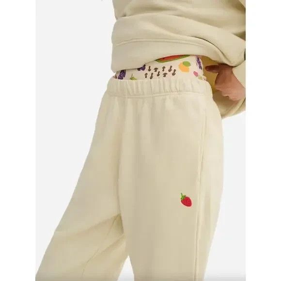 Mate The Label LISA SAYS GAH Strawberry Organic Cotton Fleece Joggers Bone NEW - Picture 6 of 9